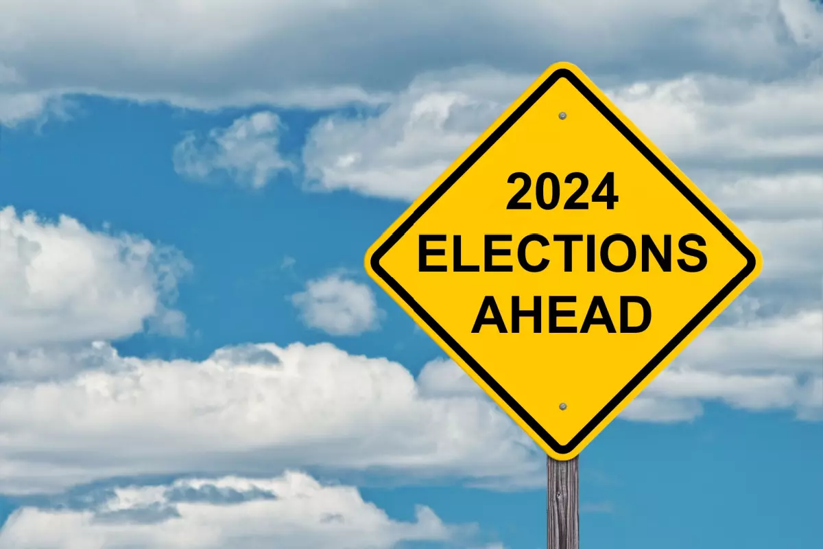 Street sign with 2024 Elections Ahead written on it 