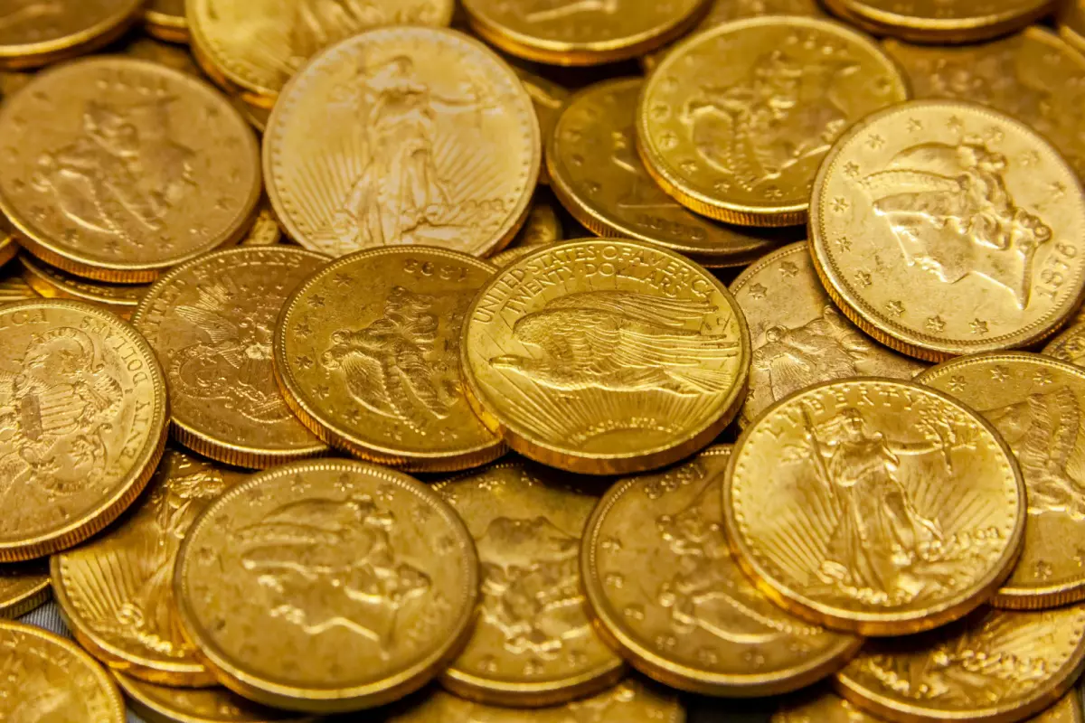 Close up on gold coins